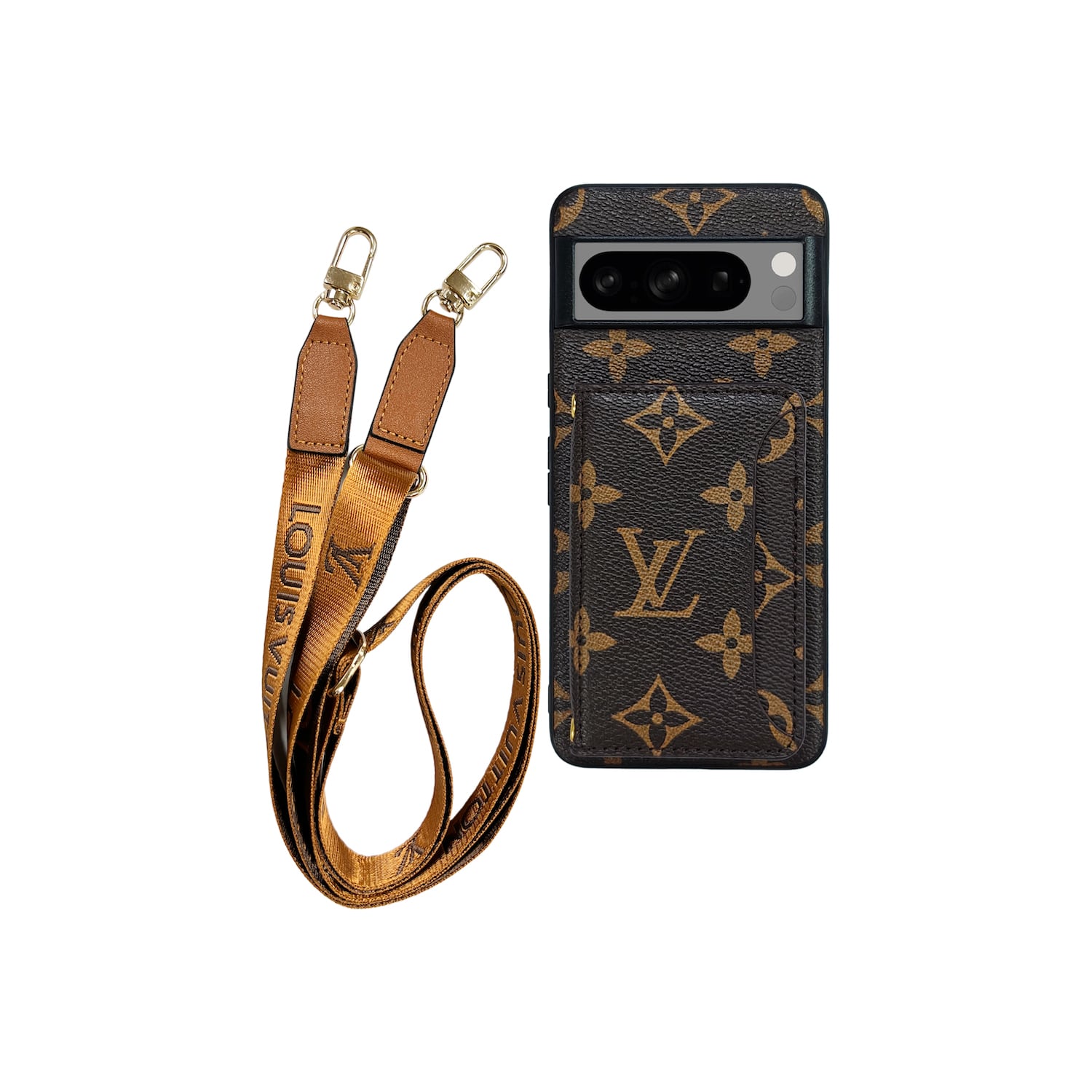 Funda con tarjetero LV Marrón Monogram para Google Pixel