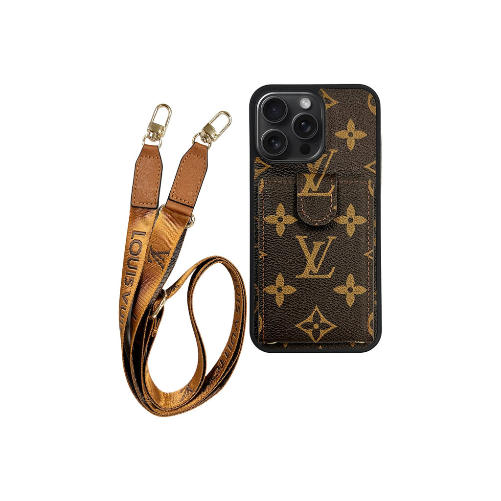 Funda con tarjetero LV Marrón Monogram para iPhone