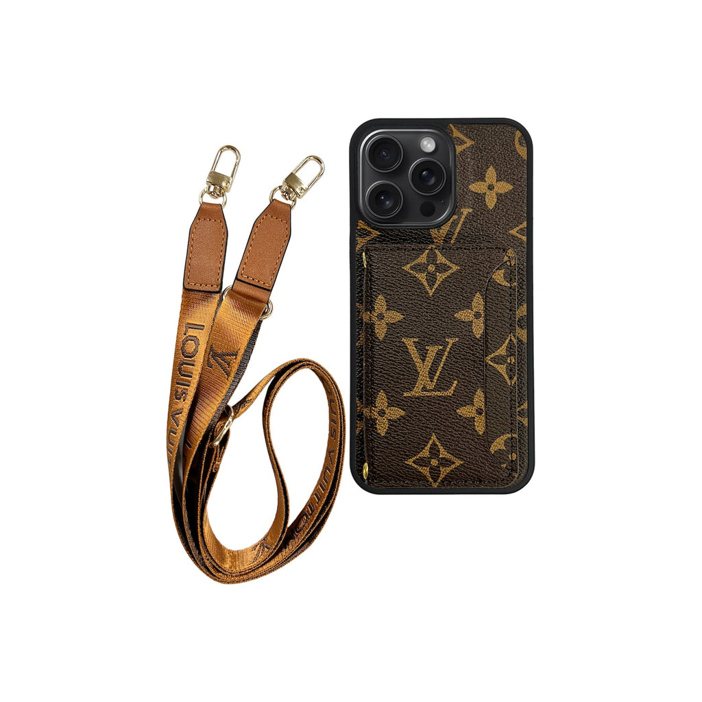 Funda con tarjetero LV Marrón Monogram para iPhone