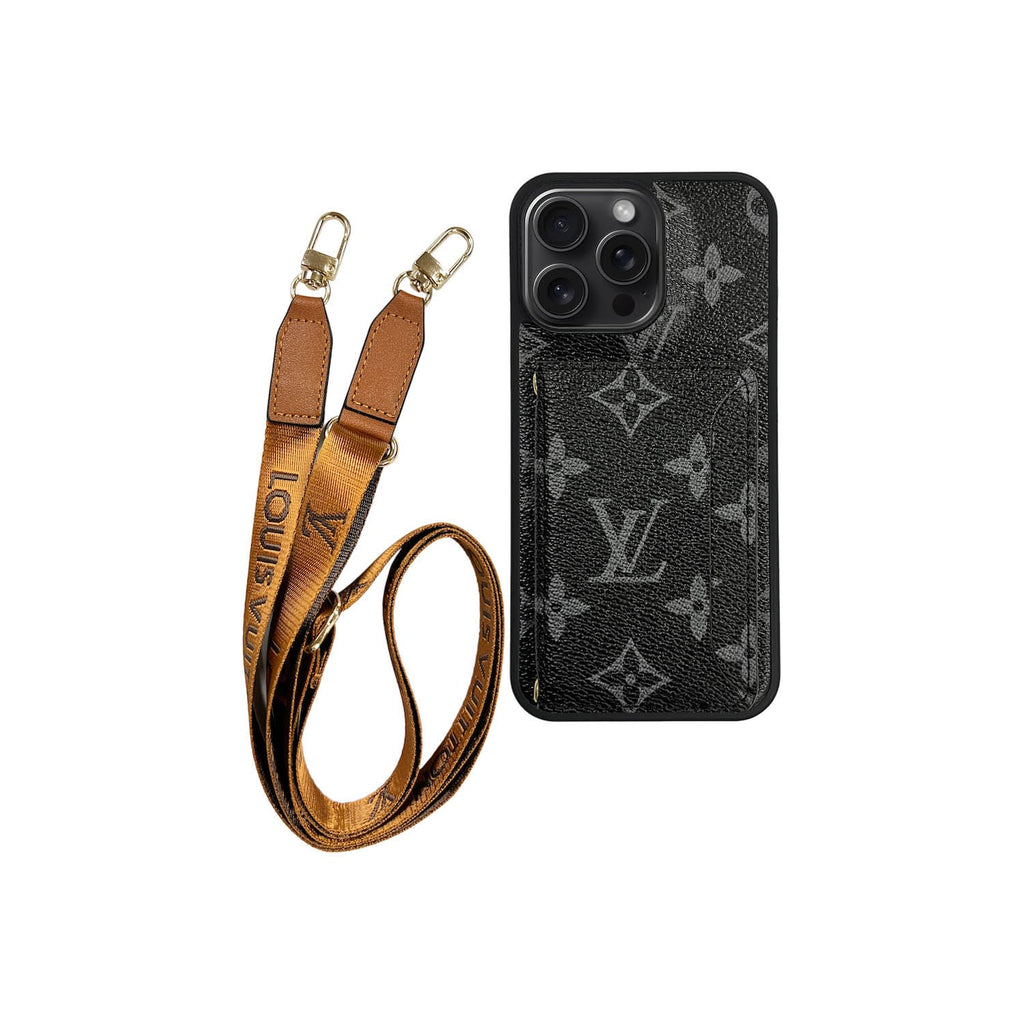 Funda con tarjetero LV Negro Monogram para iPhone