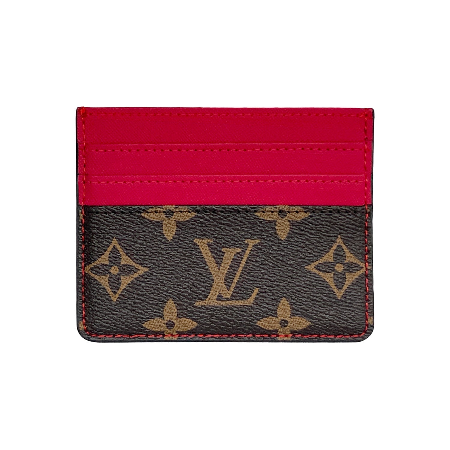 Tarjetero MagSafe LV Rojo y Marrón Monogram