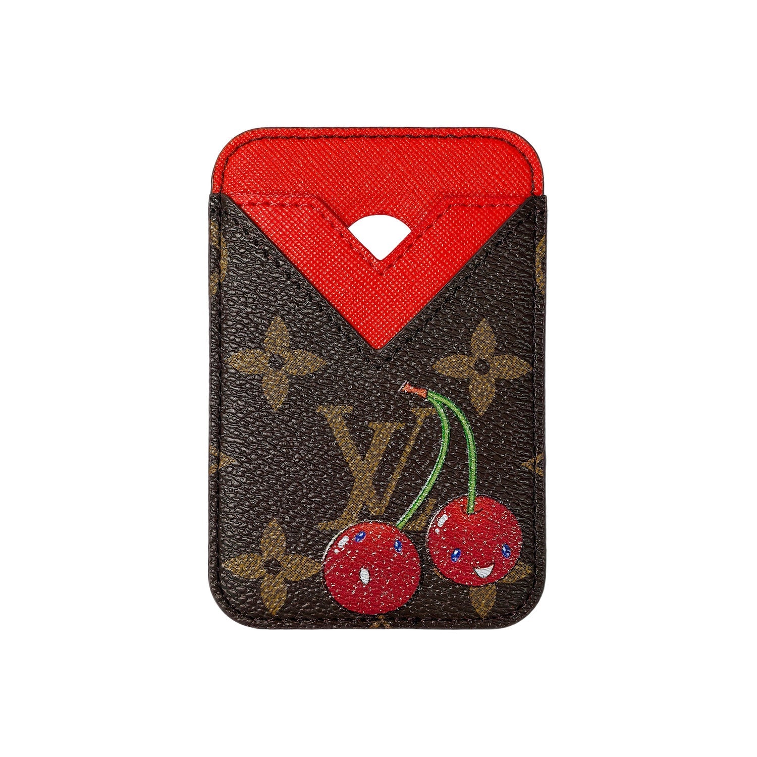 Tarjetero MagSafe LV Marrón/rojo