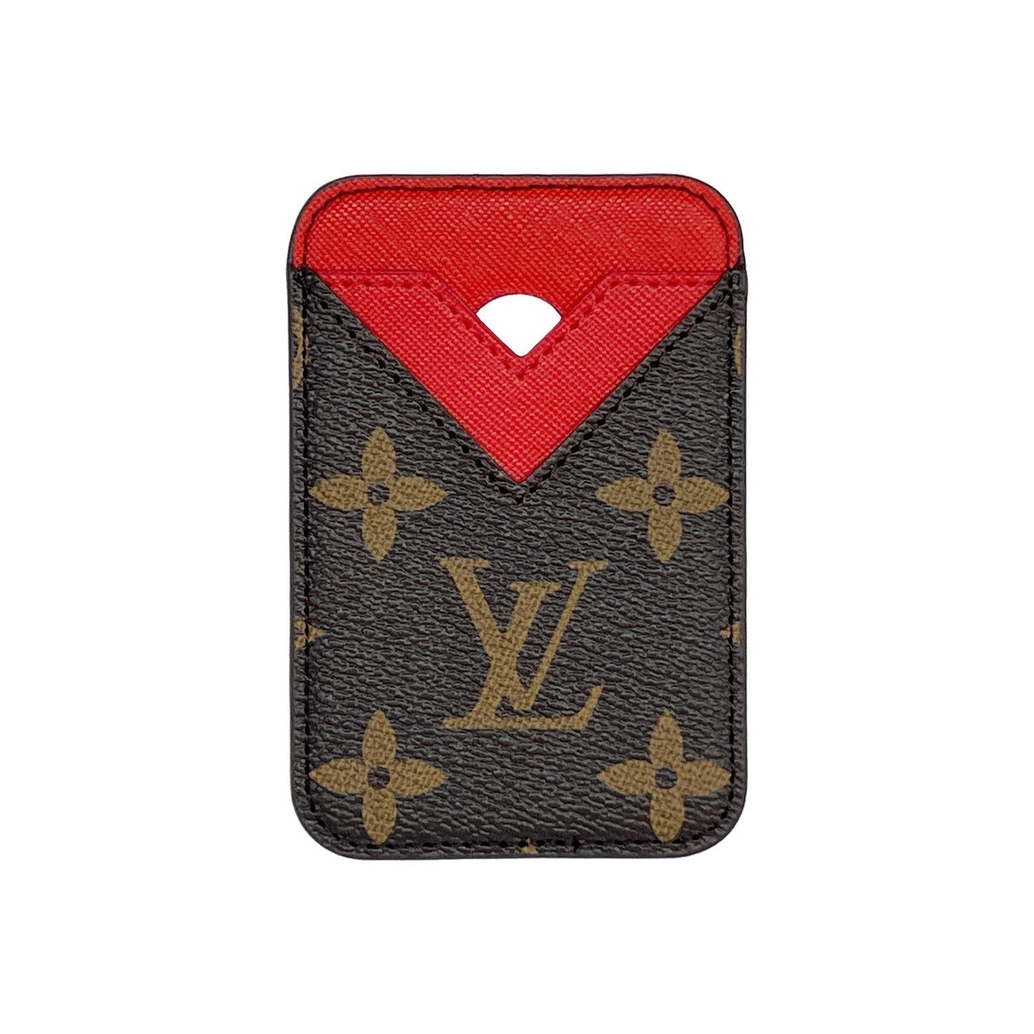 Tarjetero MagSafe LV Marrón/rojo