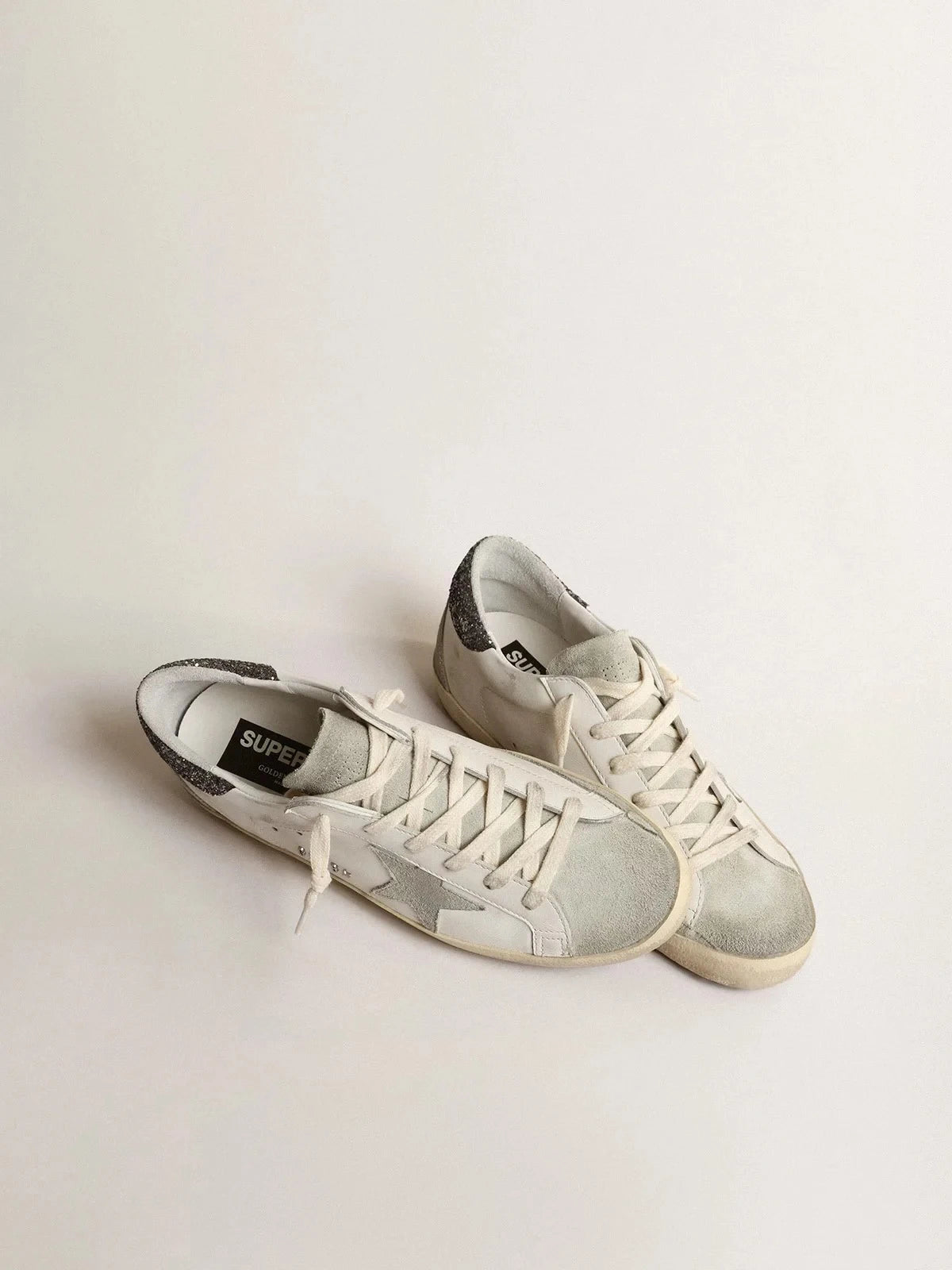 Golden Goose Super-Star Gray Star Dark Gray Glitter Heel Tab