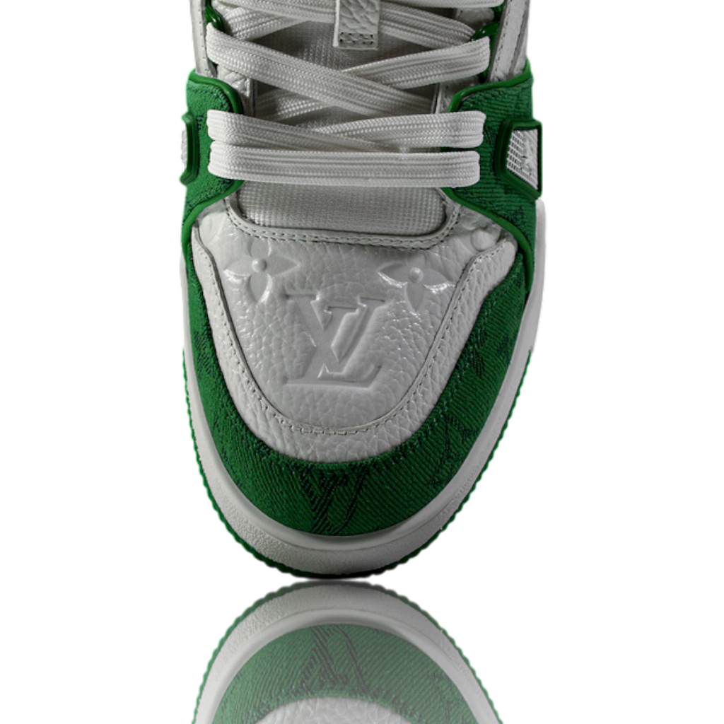 LV Trainer Low Monogram Denim White Green