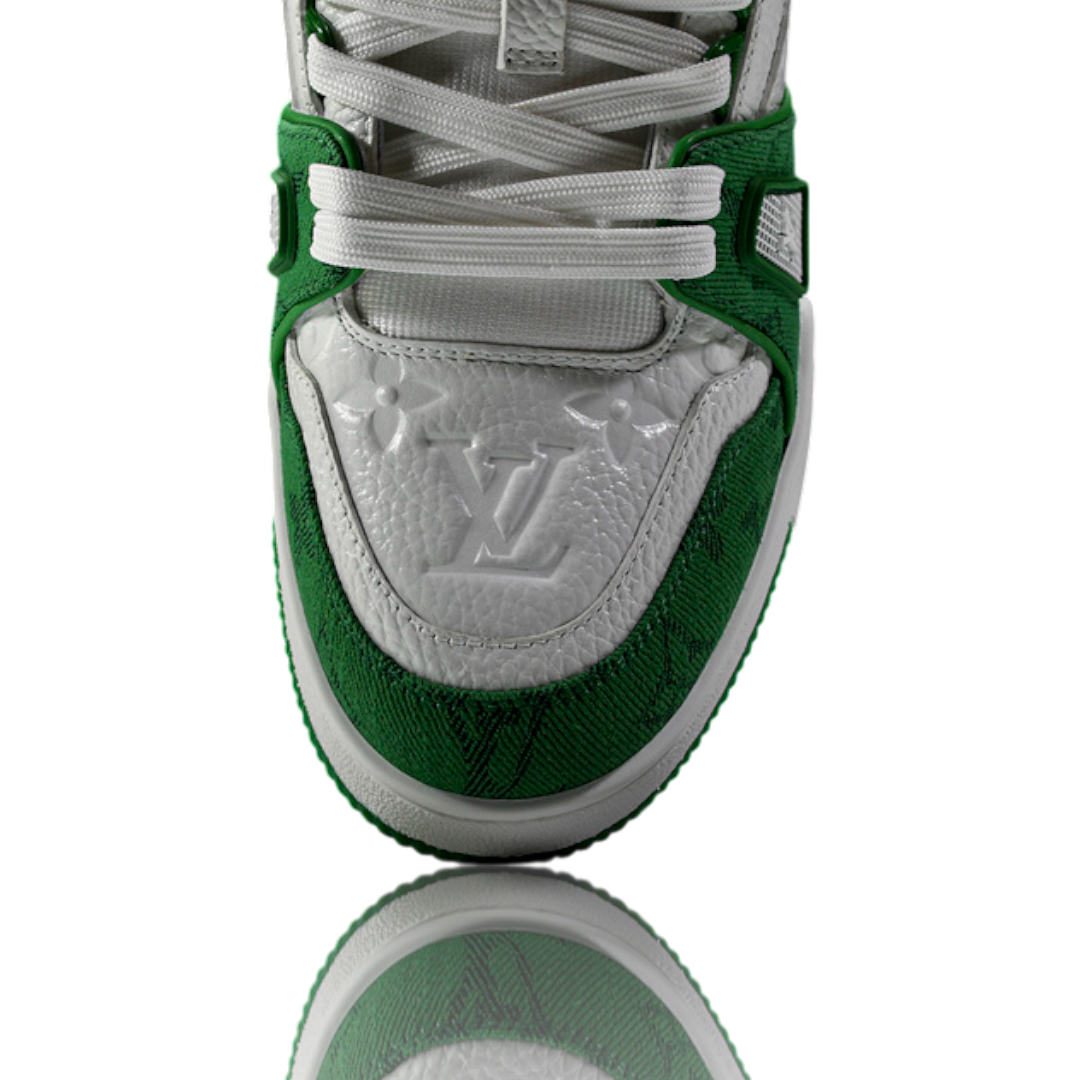 LV Trainer Low Monogram Denim White Green