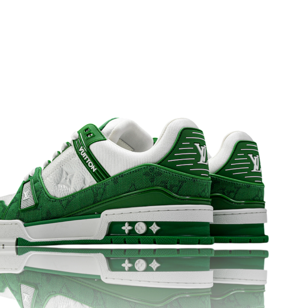 LV Trainer Low Monogram Denim White Green