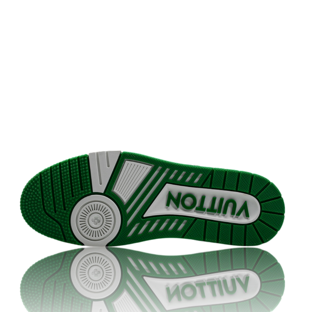 LV Trainer Low Monogram Denim White Green