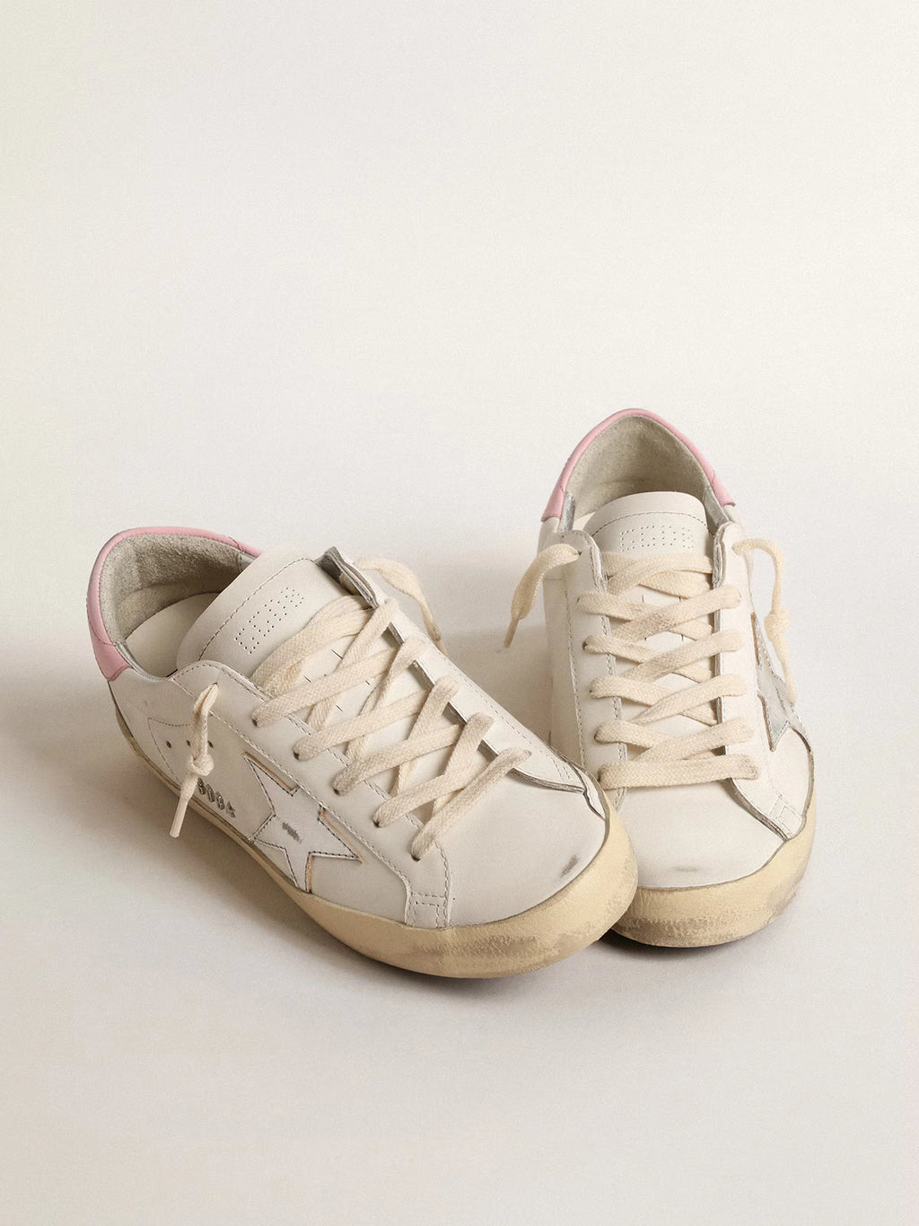 Golden Goose Super-Star Silver Leather Star Pink Heel Tab